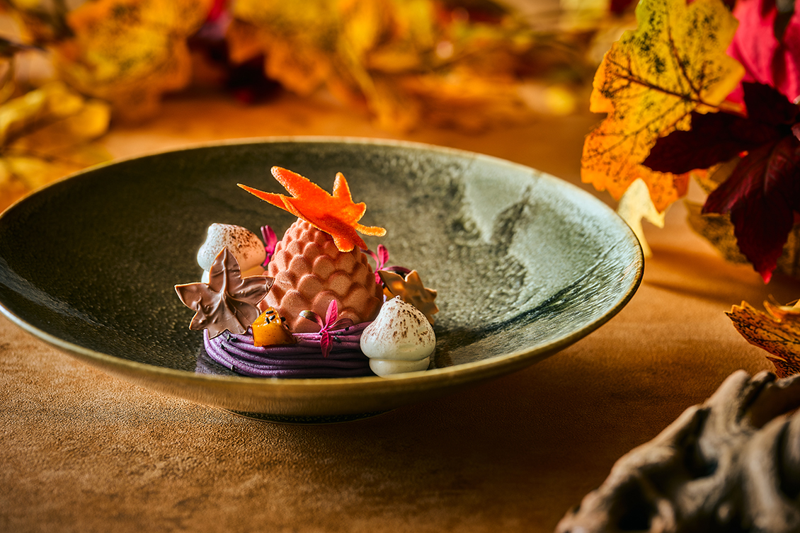 Purple Sweet Potato Mont Blanc in Autumn Colors